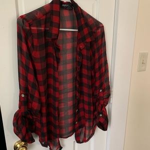 Sheer Plaid Overshirt